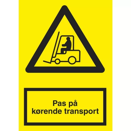 Advarselsskilt plast A4 ‘Pas på kørende transport’