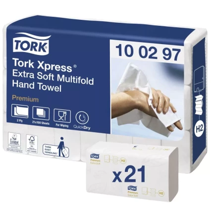 Tork håndklædeark H2 extra soft, pk/100ark, 21 pk