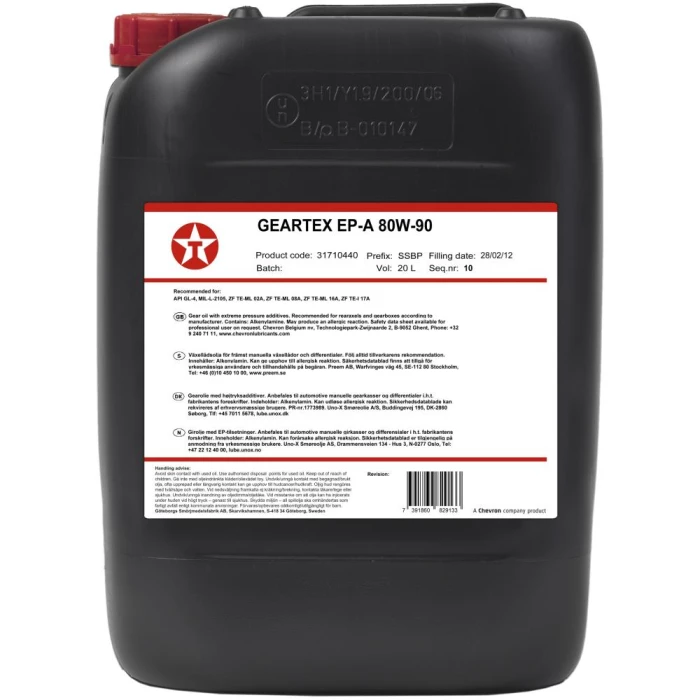 Geartex gearolie EP-4 SAE 80W-90 20 ltr