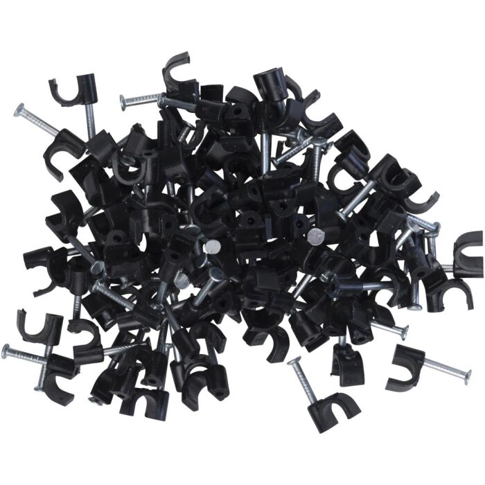Ledningsclips rund 3-5 mm sort 100 stk