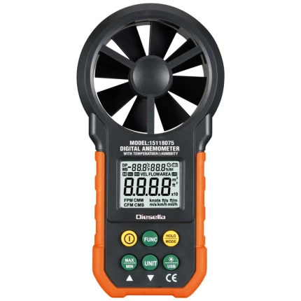 Anemometer, ø65mm vingehjul, flere funktioner