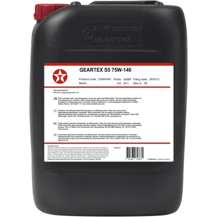 Geartex gearolie S 5 75W-140 20 ltr