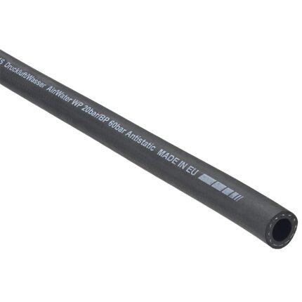 Trykluftslg Edis sort glat 6mm pr. meter 50m