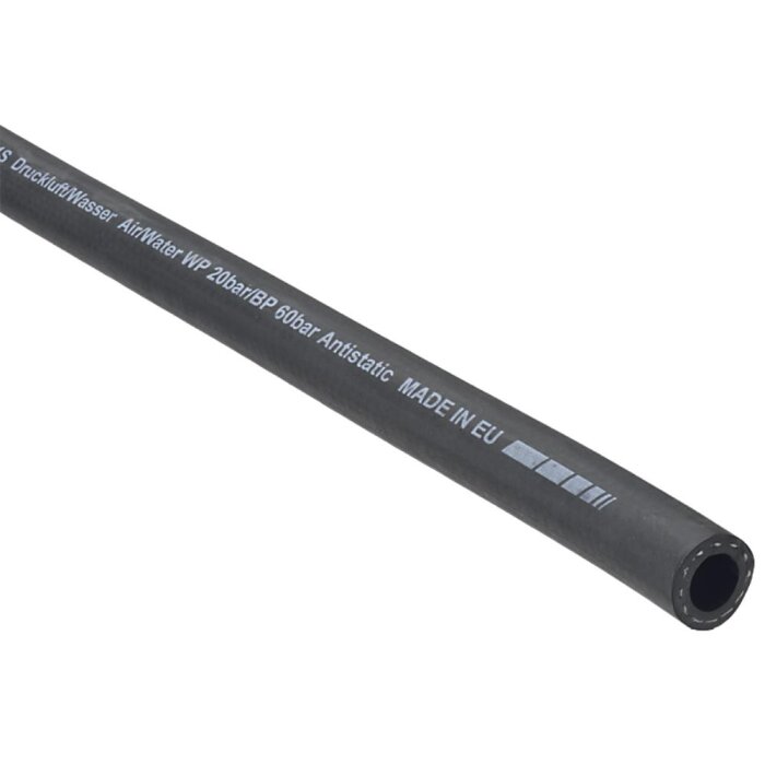 Trykluftslg Edis sort glat 6mm pr. meter 50m