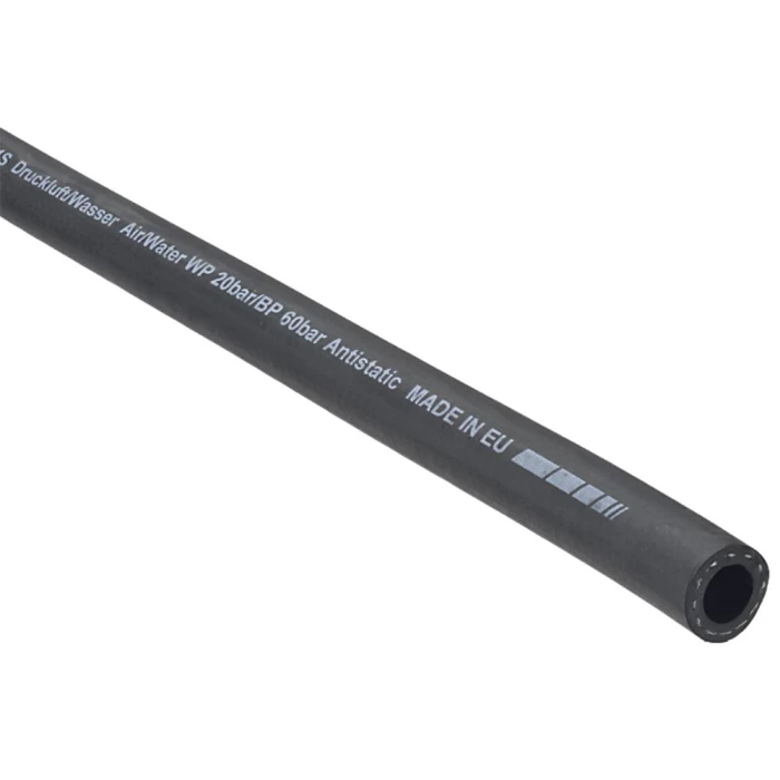 Trykluftslg Edis sort glat 6mm pr. meter 50m