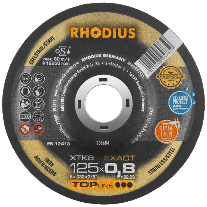 Rhodius Topline XTK8 Exact skæreskive 125×0,8mm