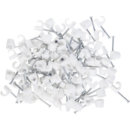 Ledningsclips rund hvid pk/100