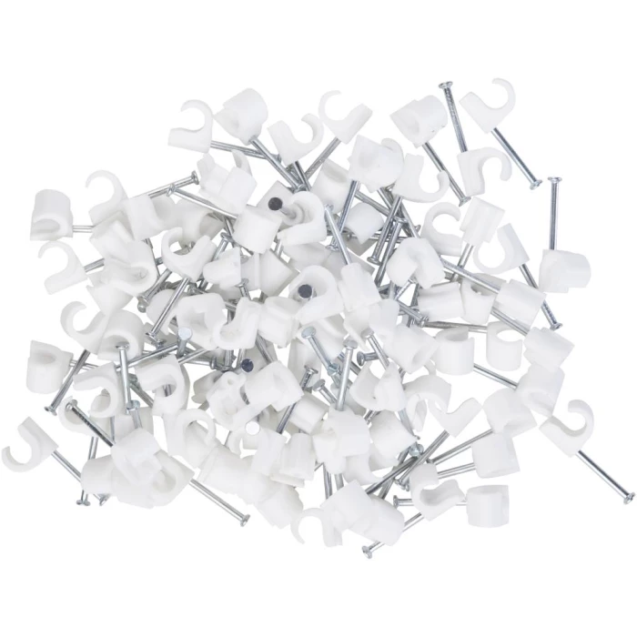 Ledningsclips rund hvid pk/100