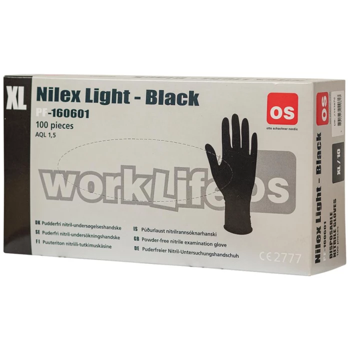 NilexLight 1×handske sort nitril pf 1606 pk/100