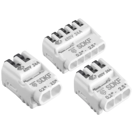 Fjeder-samlemuffer t/kabler 2-, 3- og 5-pol, 20stk