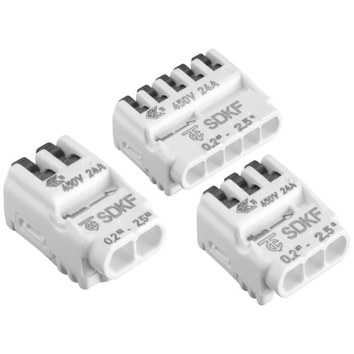 Fjeder-samlemuffer t/kabler 2-, 3- og 5-pol, 20stk