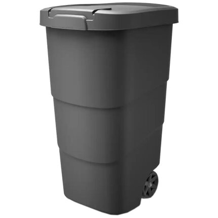 Affaldsvogn 110 ltr m/hjul og håndtag, sort plast