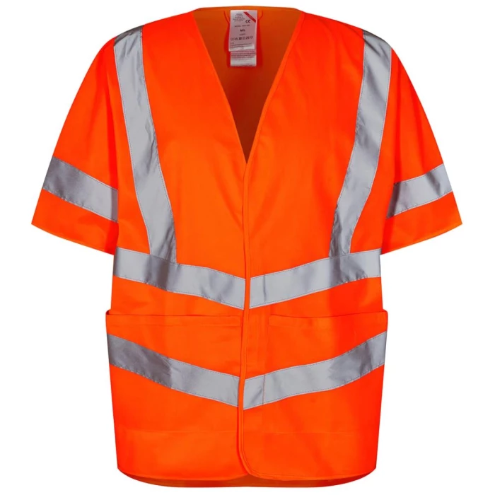 Safety vest med/korte ærmer hi-vis