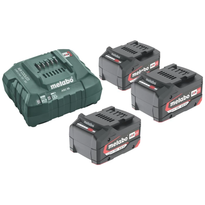 Metabo sampak: 3×18V/4,0Ah Li-Power + lader ACS55