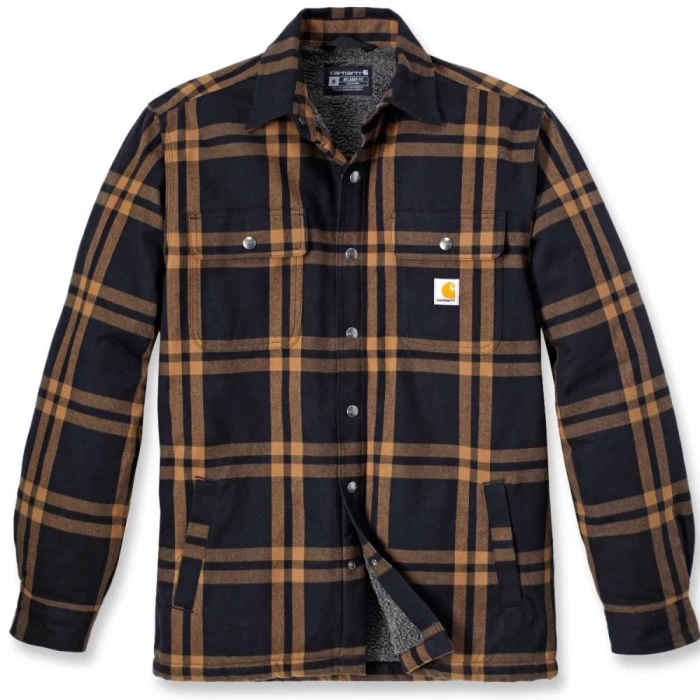 Carhartt skjortejakke m/pels sort ternet str. XL