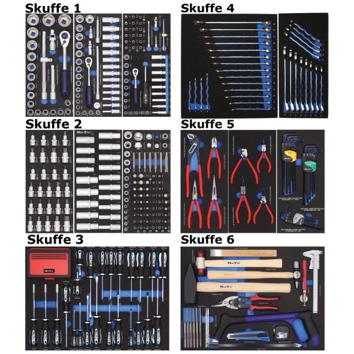 Bato værktøjsvogn 9106 m/7 skuffer, 468 dele