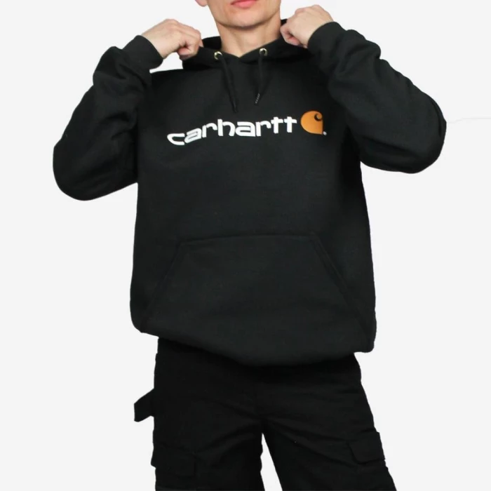 Carhartt signatur logo hættetrøje sort