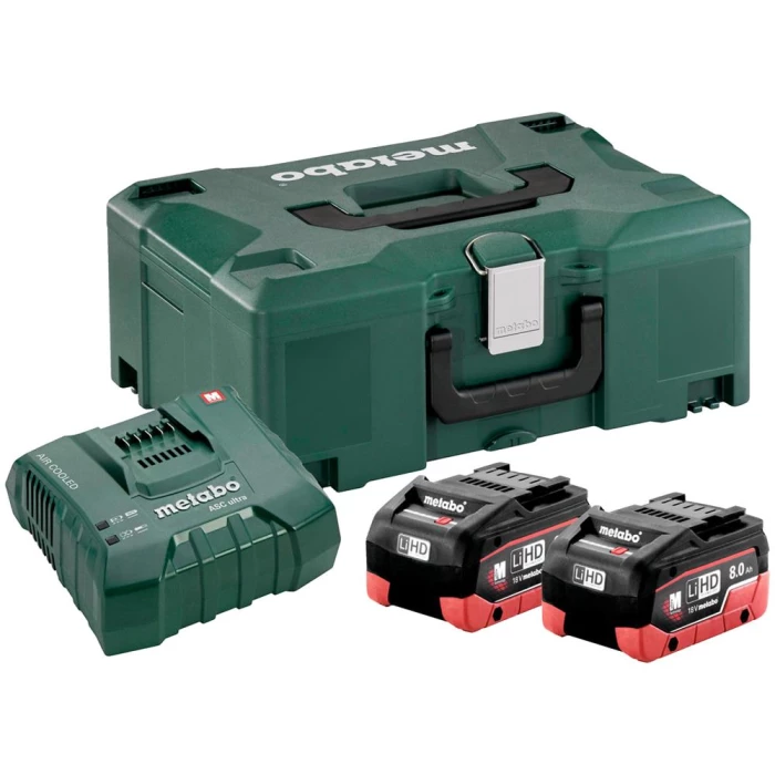 Batterisæt 2×18V/8,0Ah LiHD+lader ASC145+Metaloc