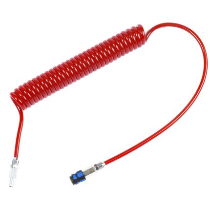 PUR spiralslange rød 8/12mm×2,5/2m, 1625 fittings