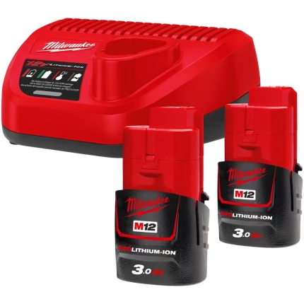 Batteripakke NRG-302, 2×12V/3,0Ah + lader C12C