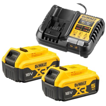 Startsæt 18V XR: 2×5,0Ah batteri + lader DCB1104
