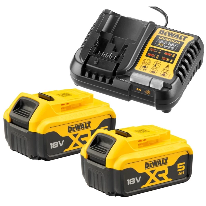Startsæt 18V XR: 2×5,0Ah batteri + lader DCB1104