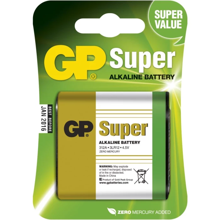 Batteri Super Alkaline 312A/3LR12 4,5V
