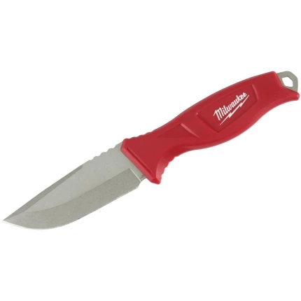 Arbejdskniv, fast 100mm rustfrit blad, m/skede