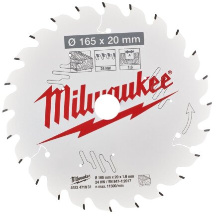 Rundsavklinge PW 165×20×1,6mm 24ATB