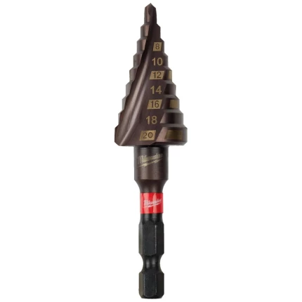 Trinbor TiAlN med 1/4″ 6kt skaft, 4-20mm, 9 trin