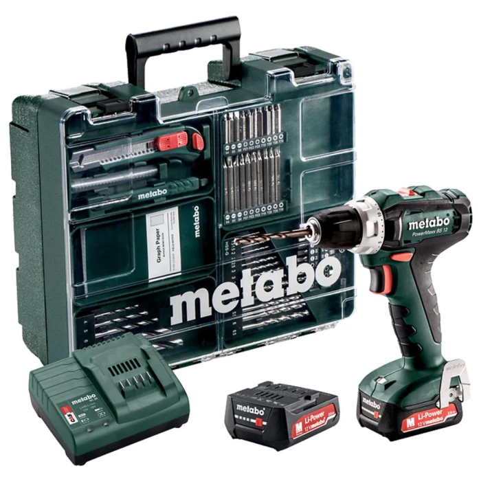 Bore-/skruemask. PowerMaxx BS12 2×2,0Ah m/tilbehør