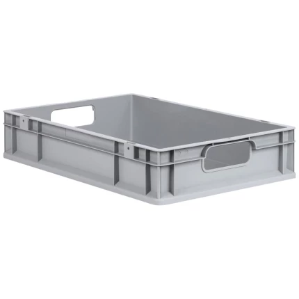 Lagerkasse grå plast 400×300×320 mm, åbne greb Lagerkasse grå plast 400×300×320 mm, åbne greb