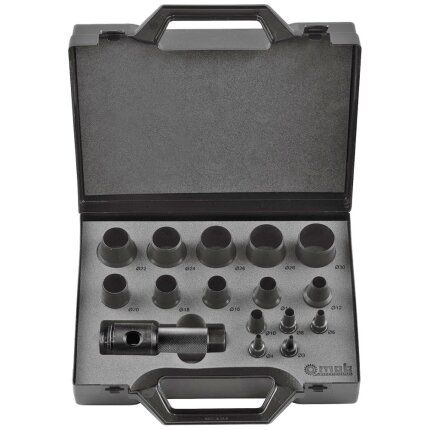 Huggepibesæt i plastkuffert ø3-30mm, 16dele