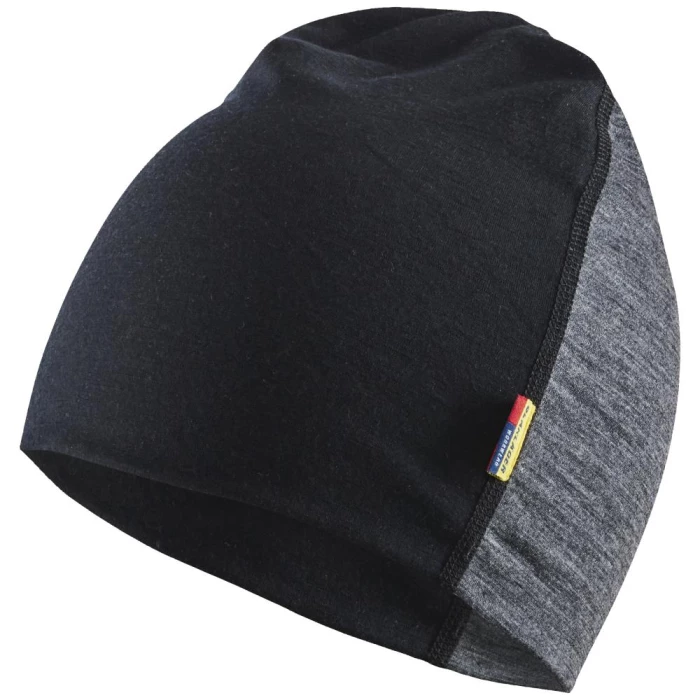 Beanie 2035 merinould mellemgrå/sort onesize