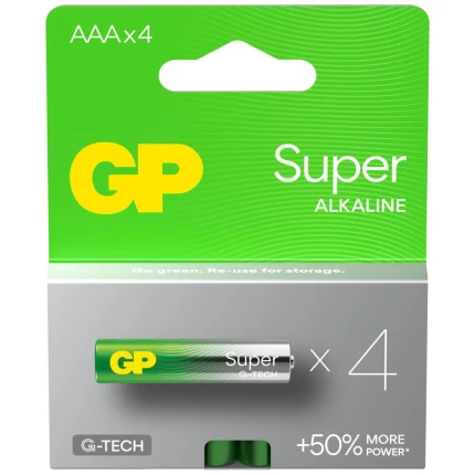 Batteri Super Alkaline AAA 24A/LR03 1,5V, 4 stk