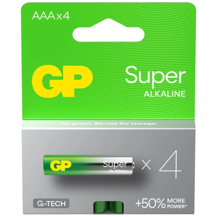 Batteri Super Alkaline AAA 24A/LR03 1,5V, 4 stk