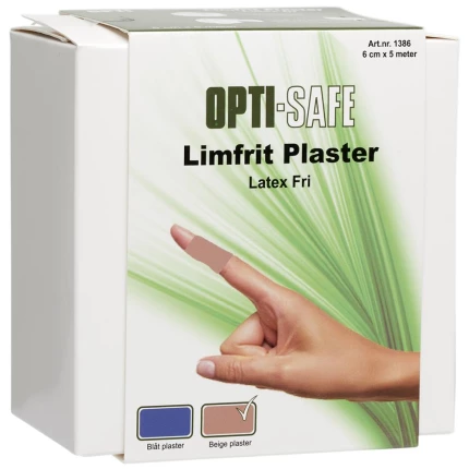 Opti-Safe plaster limfrit blå 6cm×5m Opti-Safe plaster limfrit blå 6cm×5m