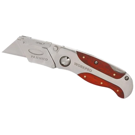 WorkPro foldekniv t/trapezblade, træ/stålgreb