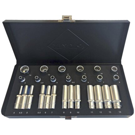 Top-/bitssæt 1/4″ 4-14 m 39 dele Top-/bitssæt 1/4″ 4-14 m 39 dele