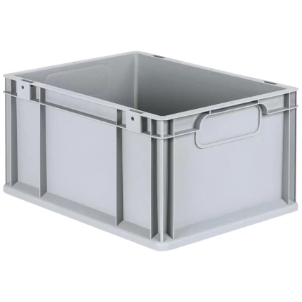 Lagerkasse grå plast 400×300×170 mm, lukkede greb Lagerkasse grå plast 400×300×170 mm, lukkede greb