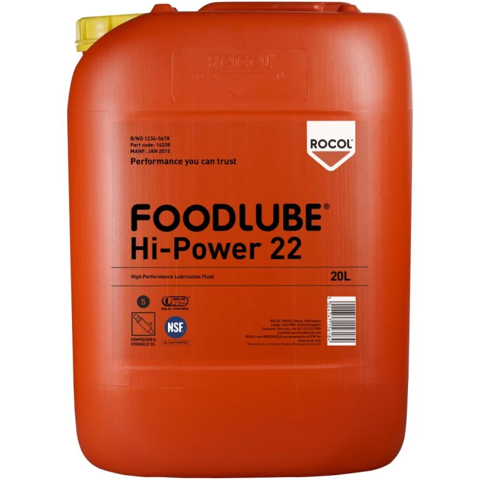 Foodlube Hi-Power 22 fuldsynt. hydraulikolie 20ltr