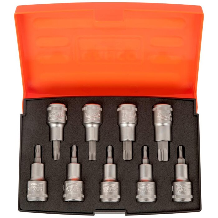 Torx-topsæt 1/2″ 4kt, 9 korte toppe TX20-60