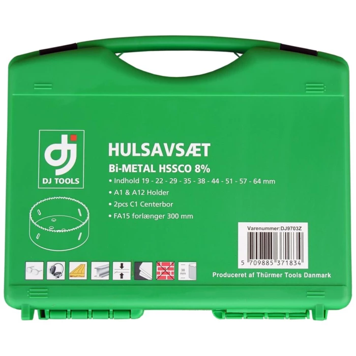 DJ TOOLS hulsavsæt HSS-Co8, 9stk 19-64mm m/holdere