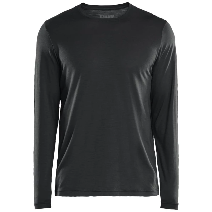 T-shirt 3538 merinould lange ærmer sort