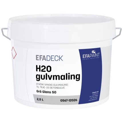 H2O gulvmaling stribegul glans 50 2,5 ltr