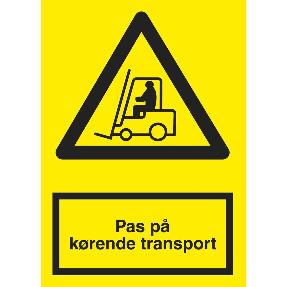 Advarselsskilt plast A4 ‘Pas på kørende transport’ Advarselsskilt plast A4 ‘Pas på kørende transport’