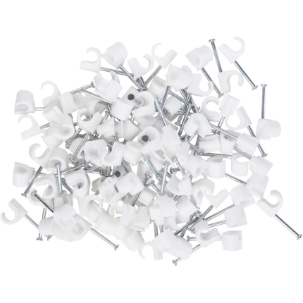 Ledningsclips rund hvid pk/100