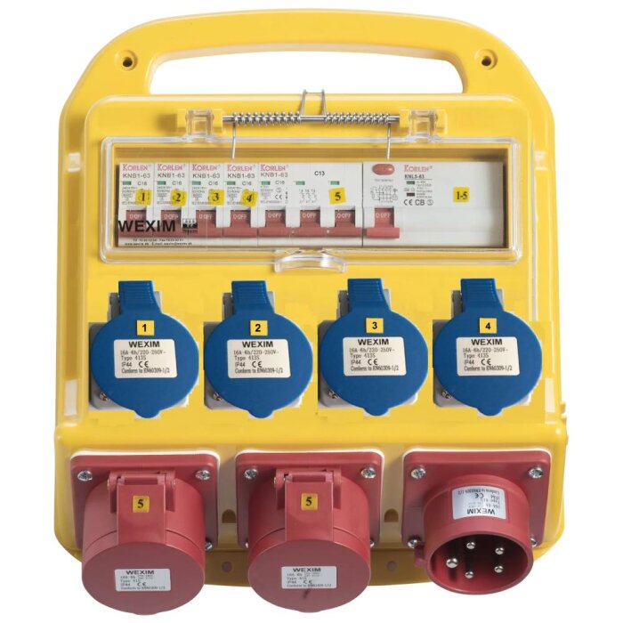 Byggestrømstavle 32A, 2×400V CEE + 4×230V CEE