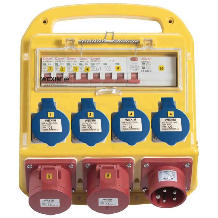 Byggestrømstavle 32A, 2×400V CEE + 4×230V CEE