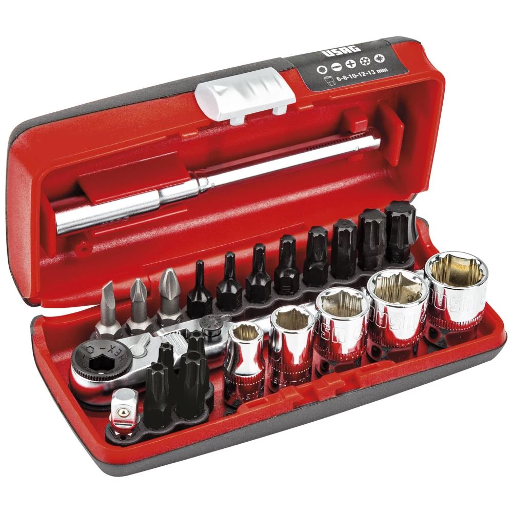 USAG 609 1/4 SKX X-grip topnøgle-/bitssæt, 23 dele USAG 609 1/4 SKX X-grip topnøgle-/bitssæt, 23 dele